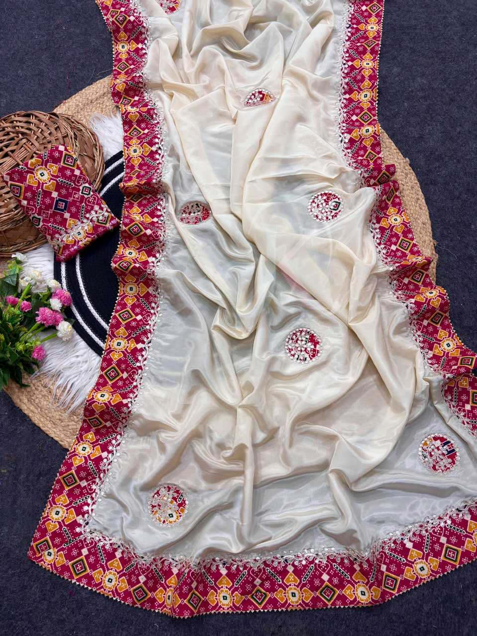 Fancy Designer Saree in White