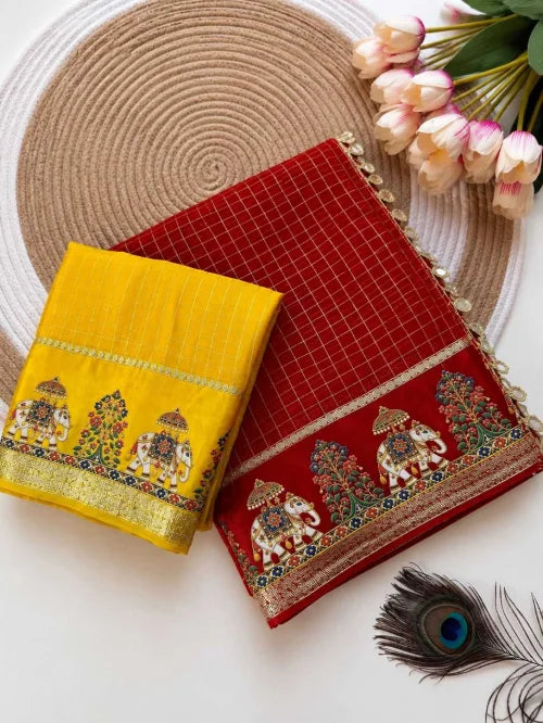 Pure Viscos Mirror Work Saree