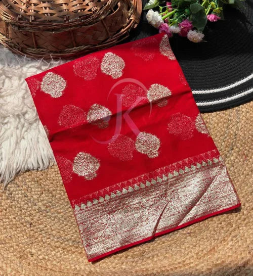 Premium Georgette Designer Saree in Carrot Orange