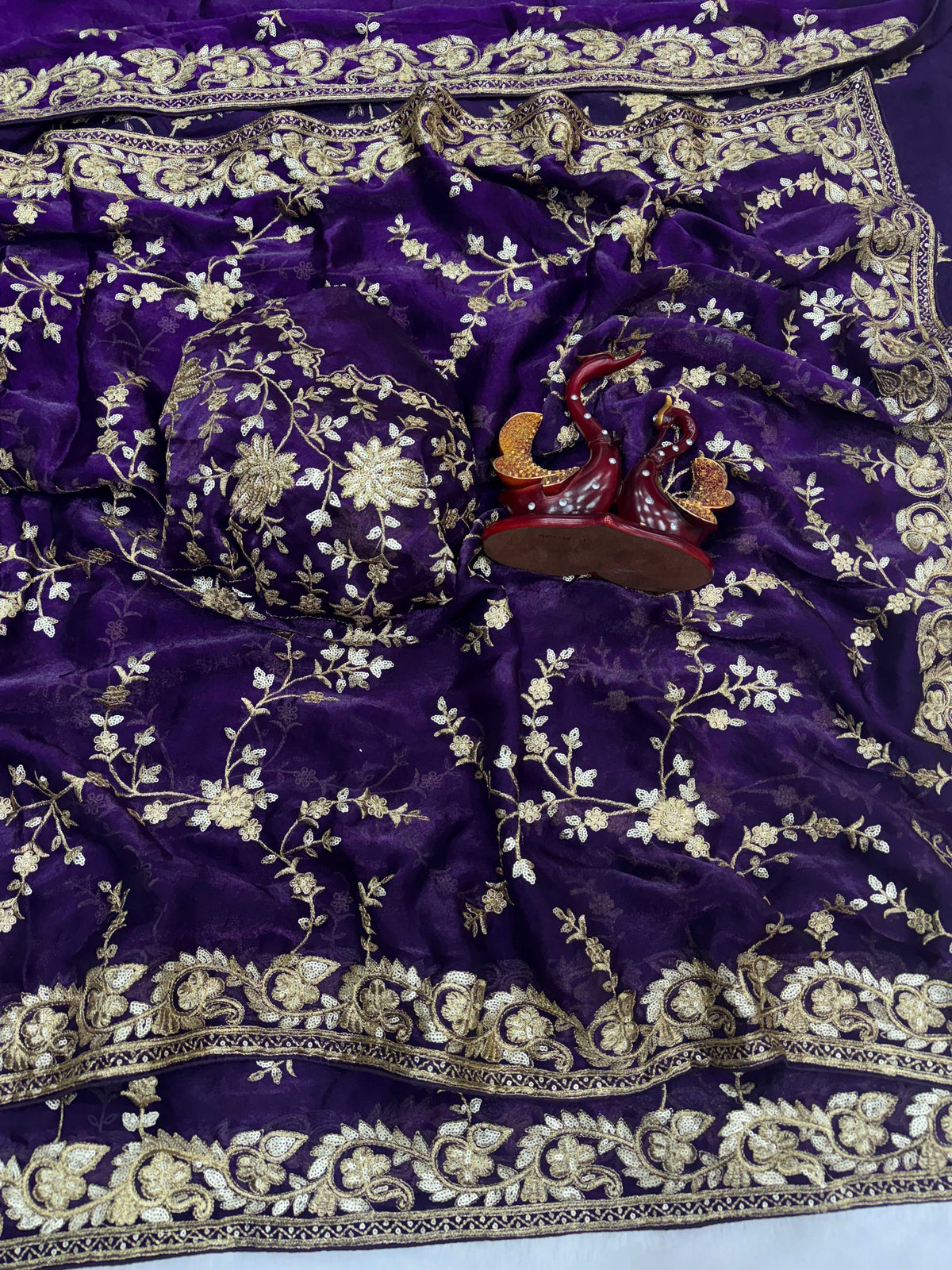 Space Silk Designer Saree in Purple