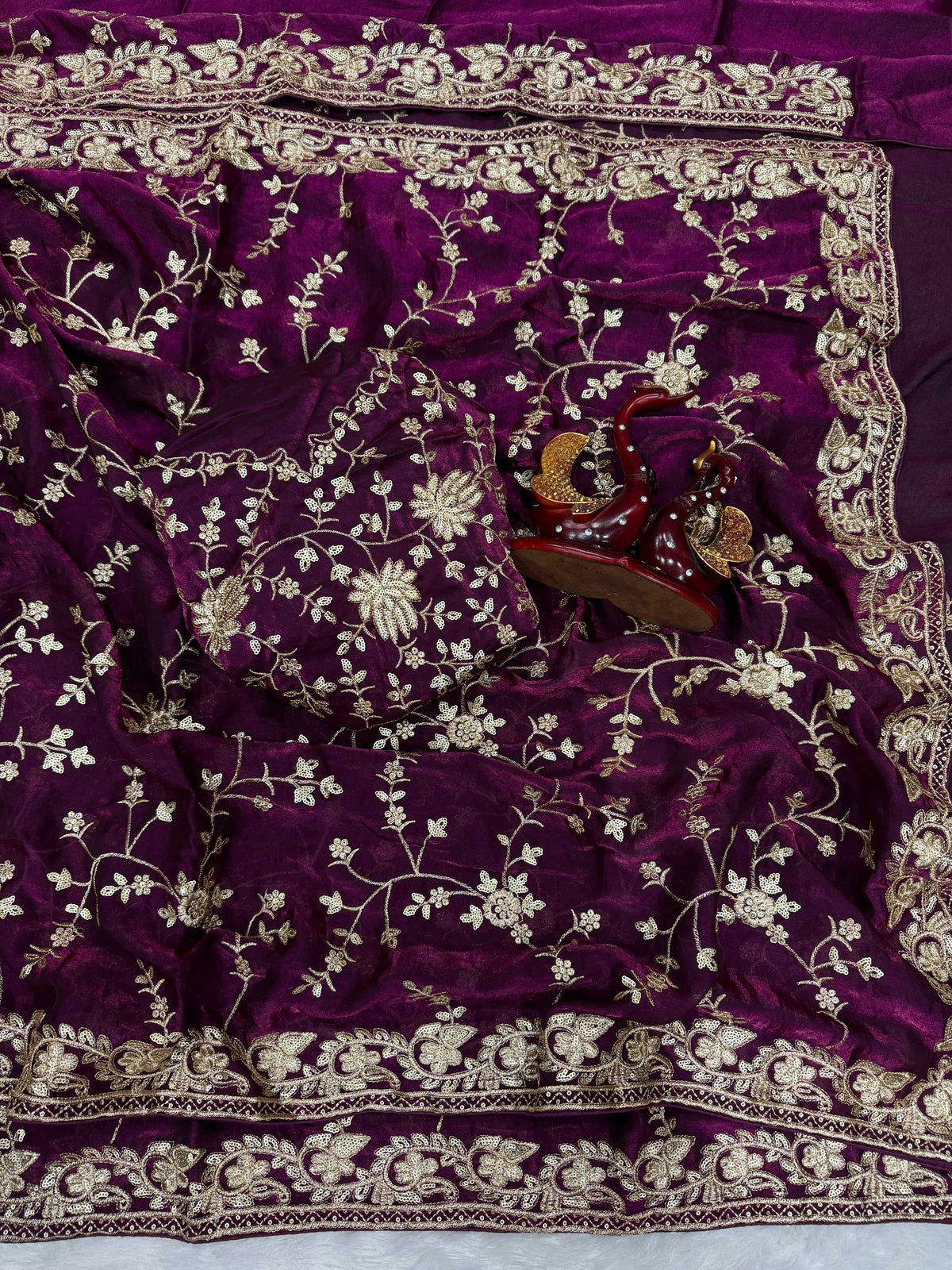 Space Silk Designer Saree in Purple