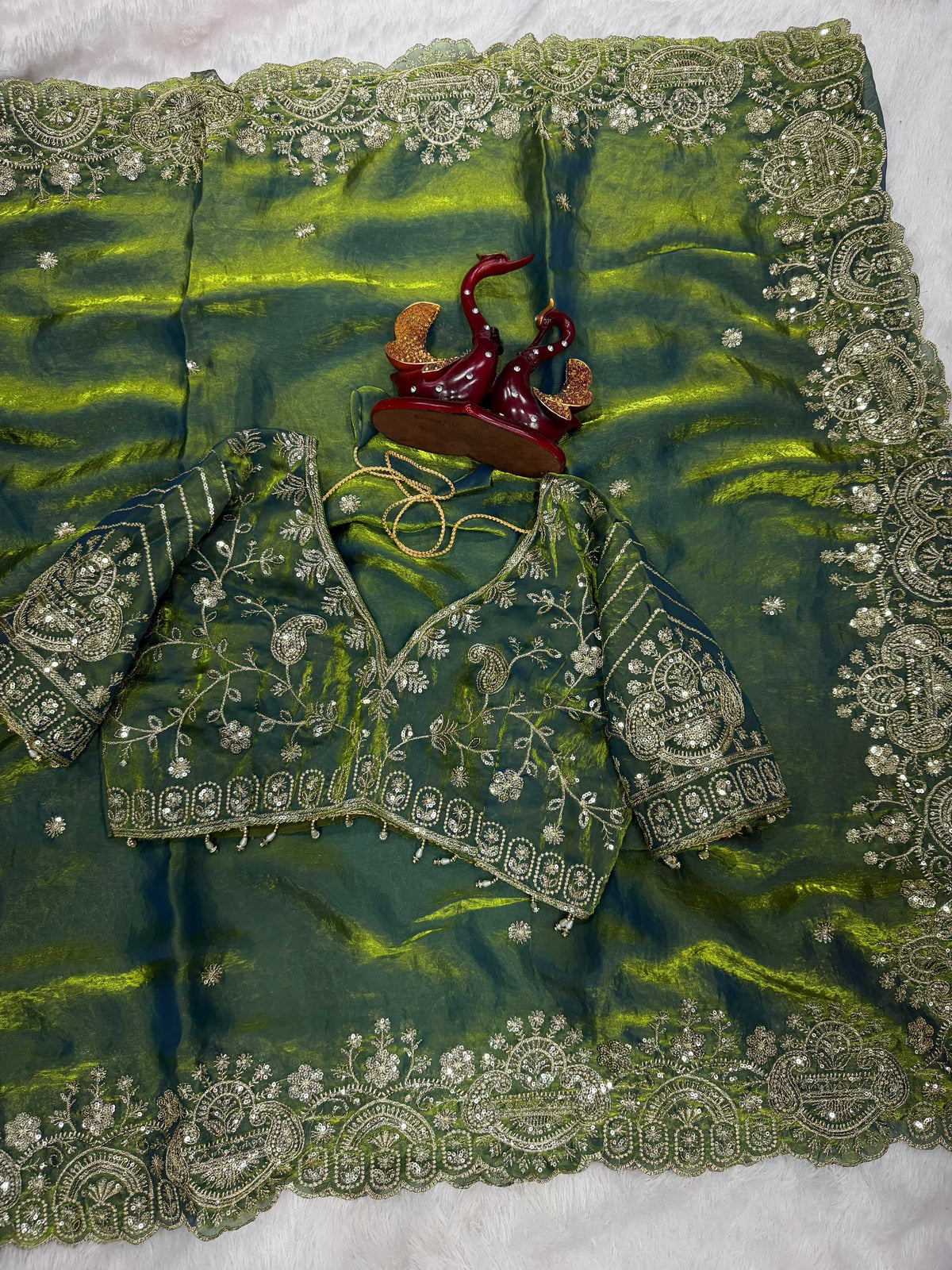 Space Silk Sequence Saree in Blue