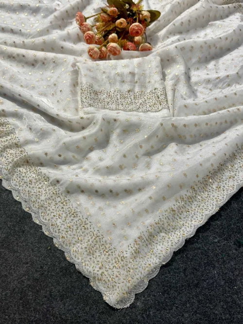 Butti Dull Moss Designer Saree