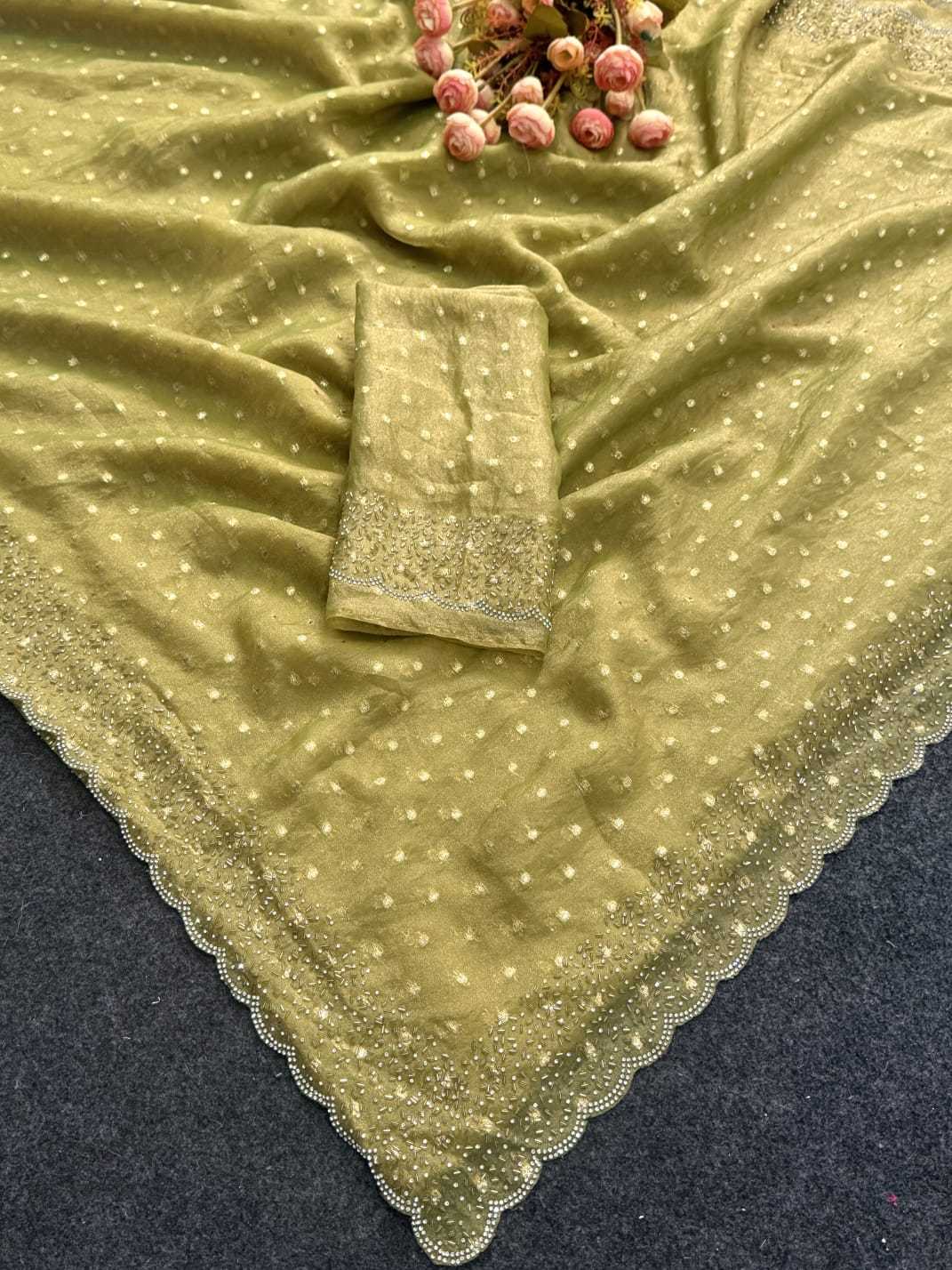 Dull Moss Butta Saree