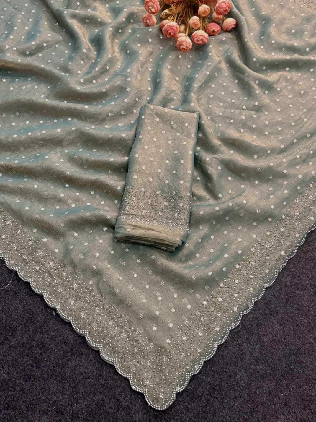 Dull Moss Butta Saree