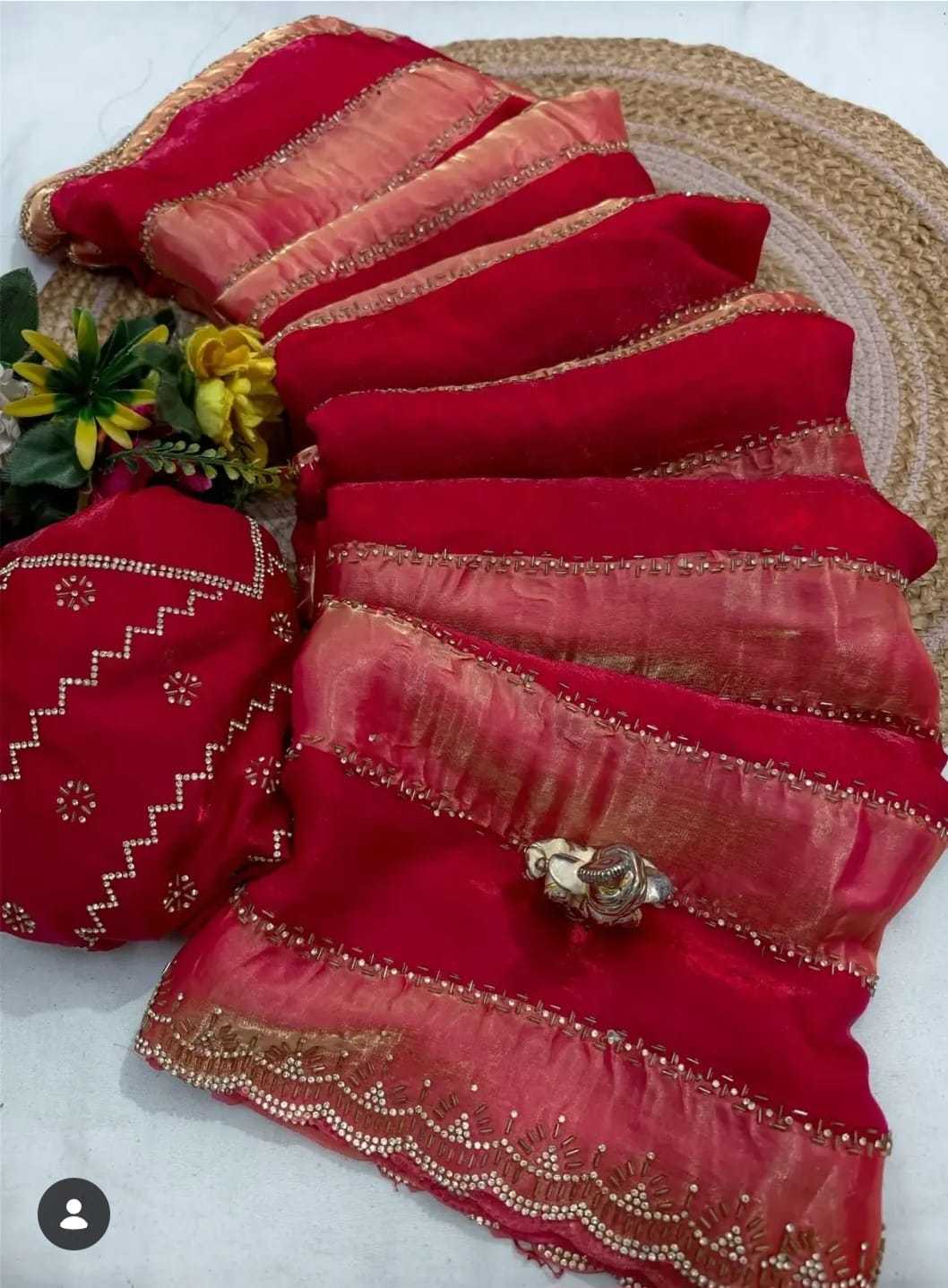 Space Silk Designer Saree in Red