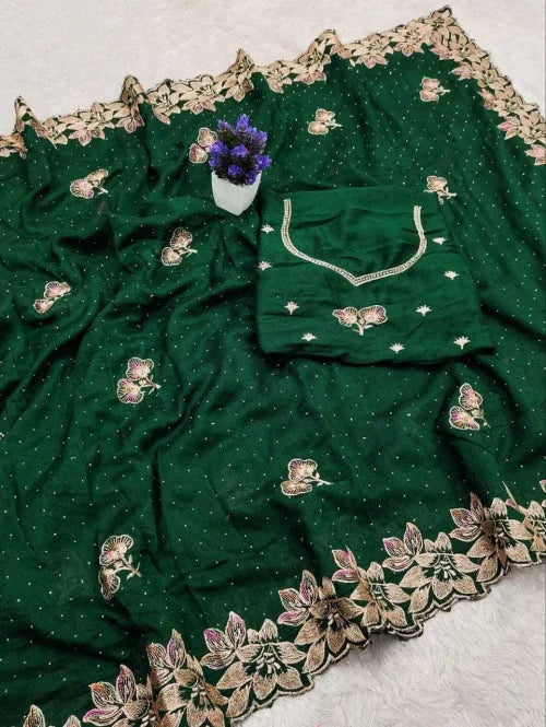 Tails Vichitra Silk Designer Saree
