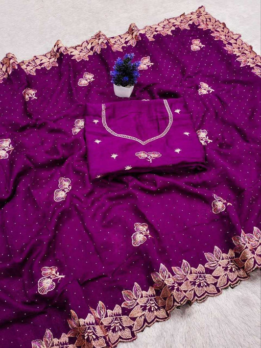 Vichitra Silk Designer Saree