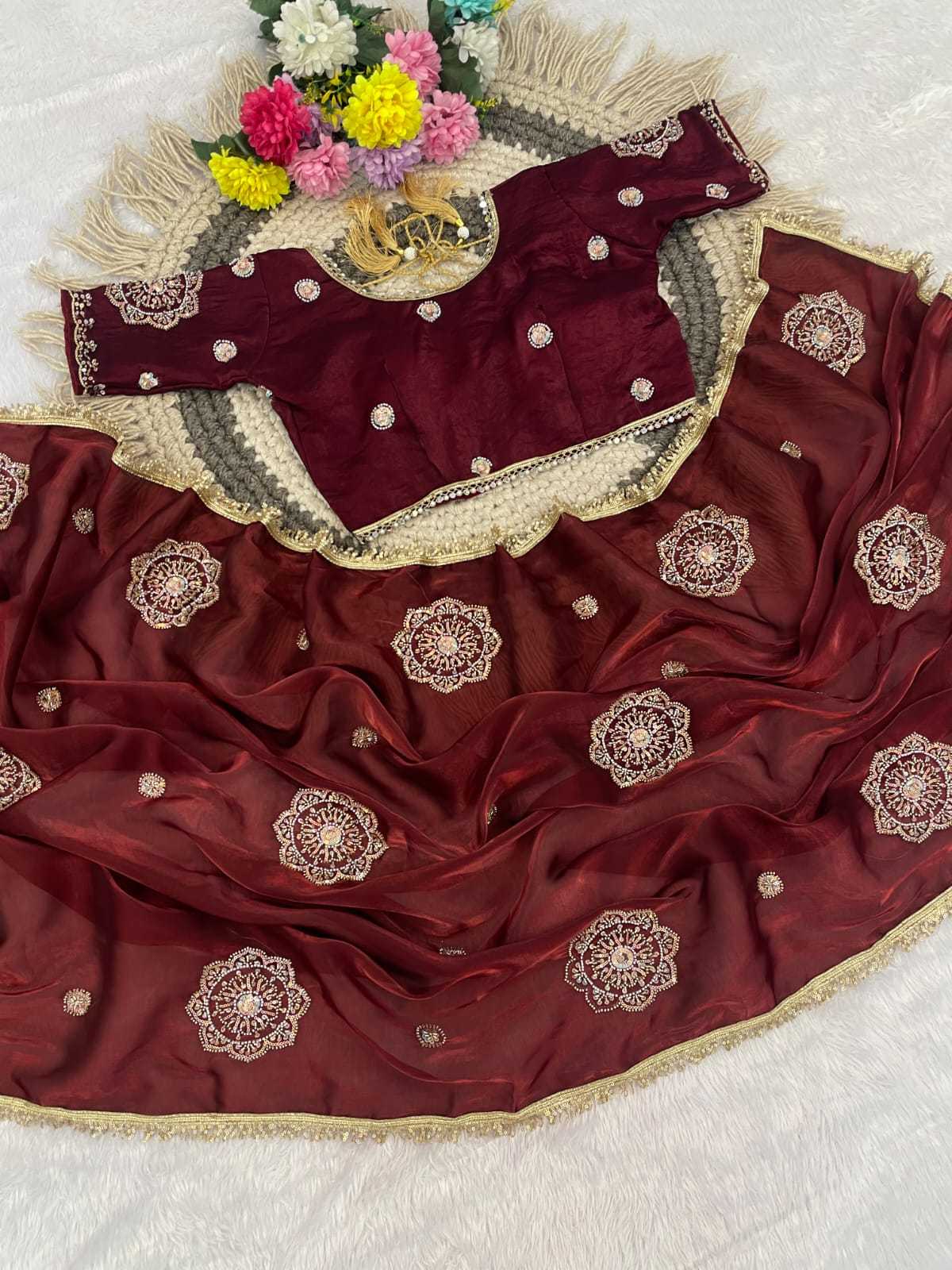 Peon Space Silk Embroidered Saree