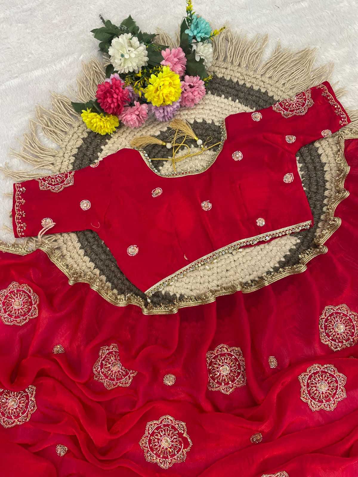 Peon Space Silk Embroidered Saree