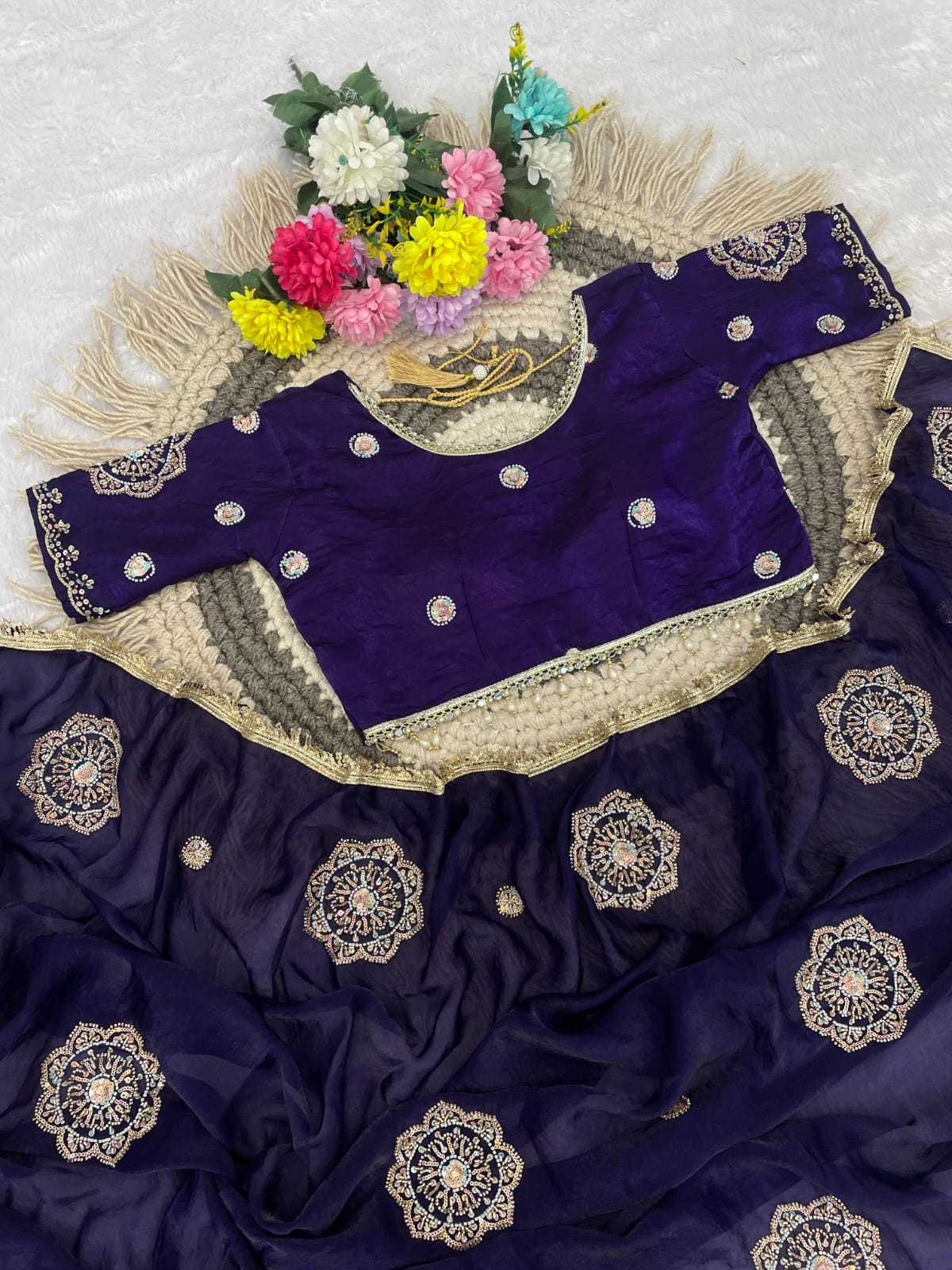 Peon Space Silk Embroidered Saree