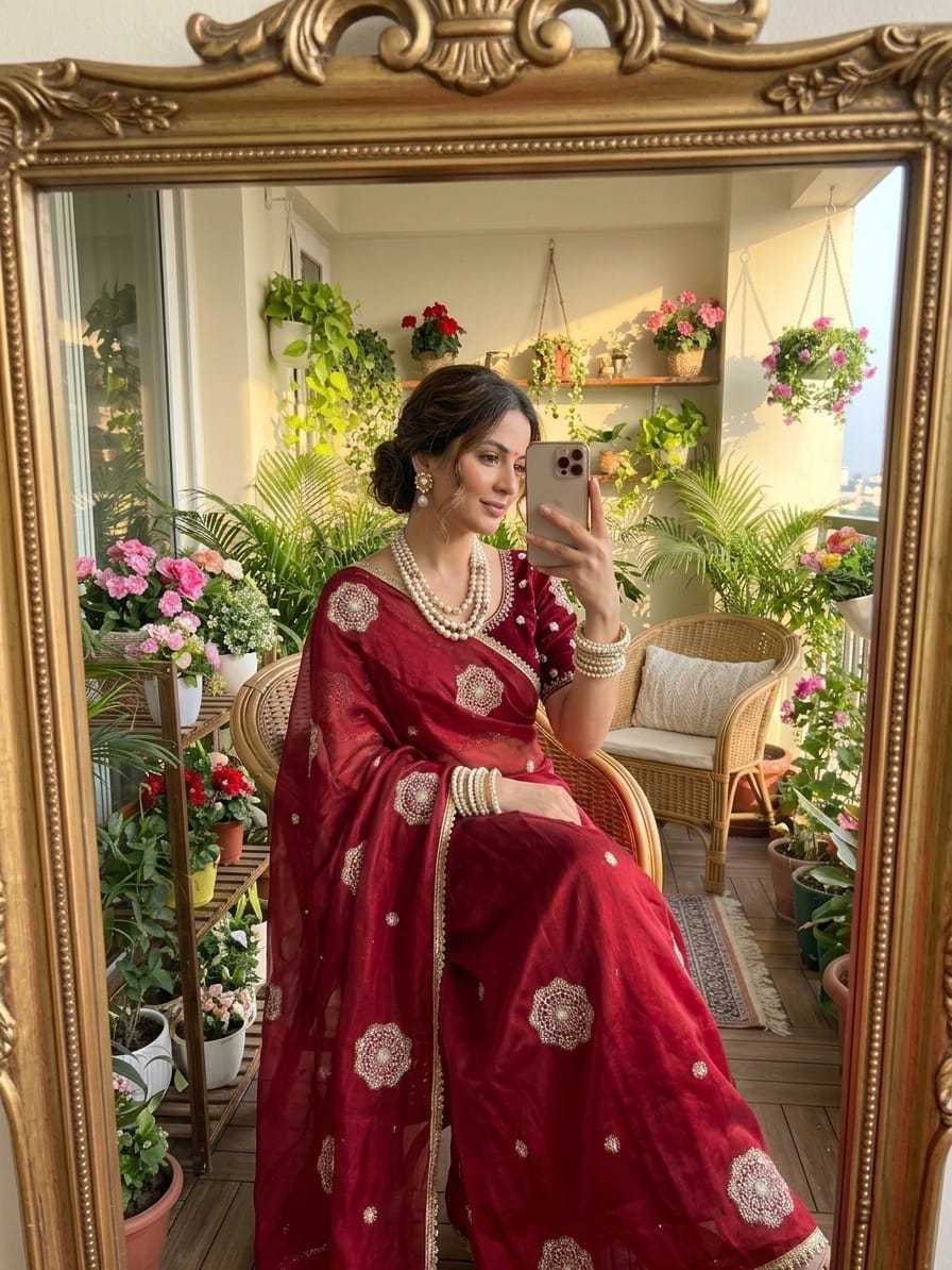 Peon Space Silk Embroidered Saree