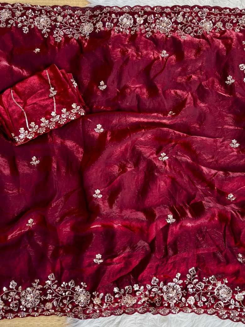 Saffron Georgette Printed Saree