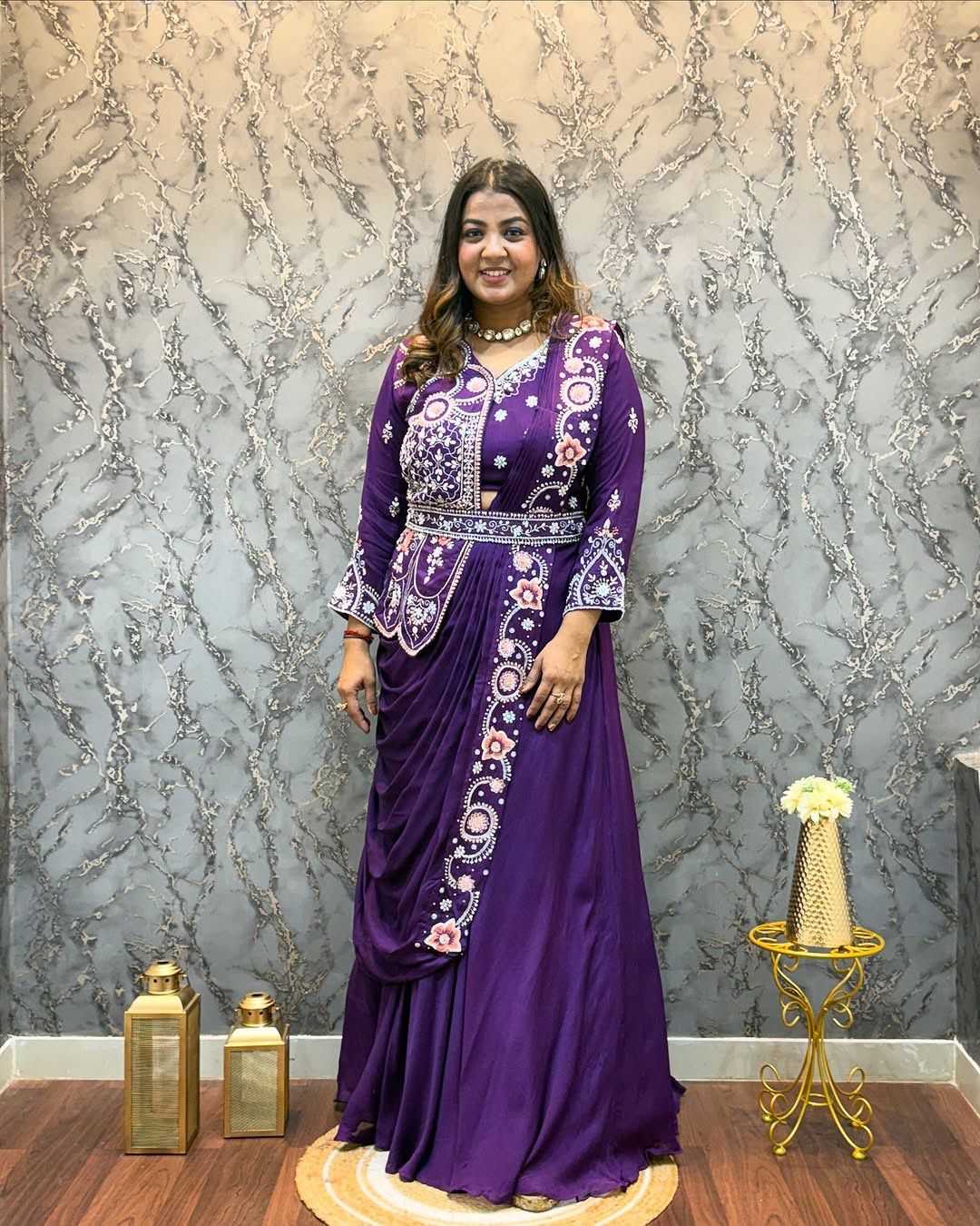 Rangoli Silk Embroidery Gown