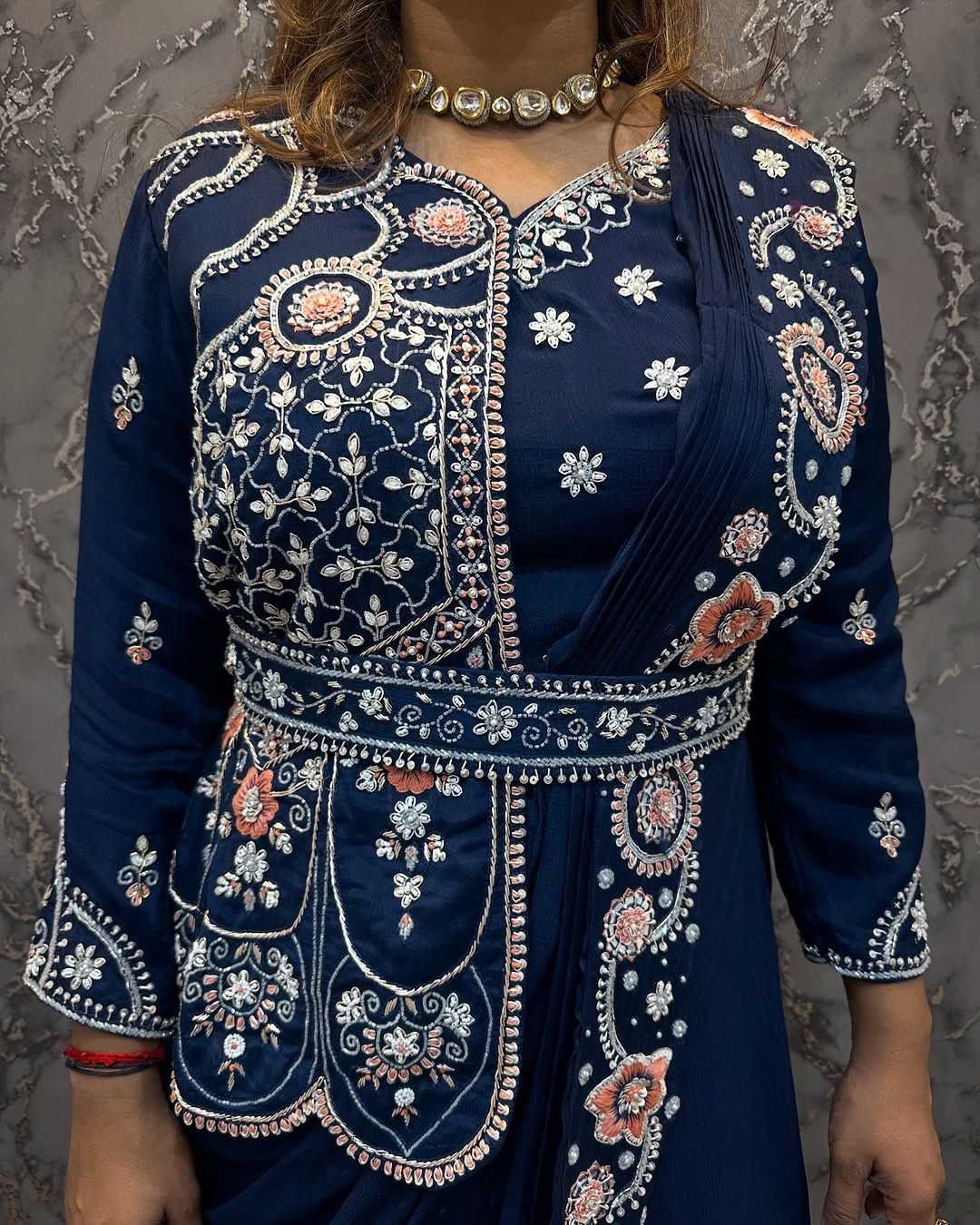 Rangoli Silk Embroidery Gown