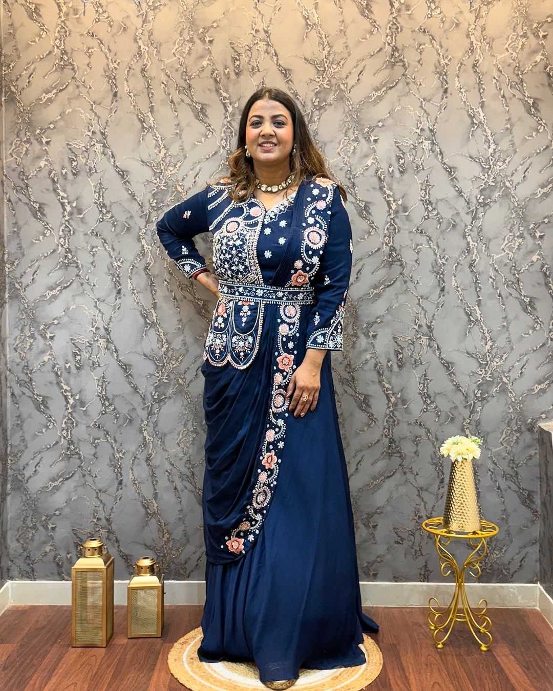Rangoli Silk Embroidery Gown