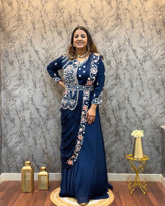 Rangoli Silk Embroidery Gown