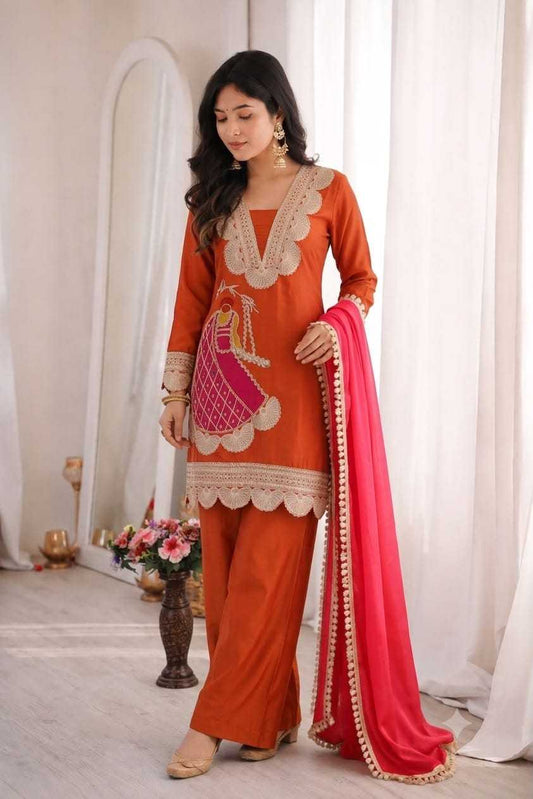 Heavy Crepe Sharara Salwar Suit