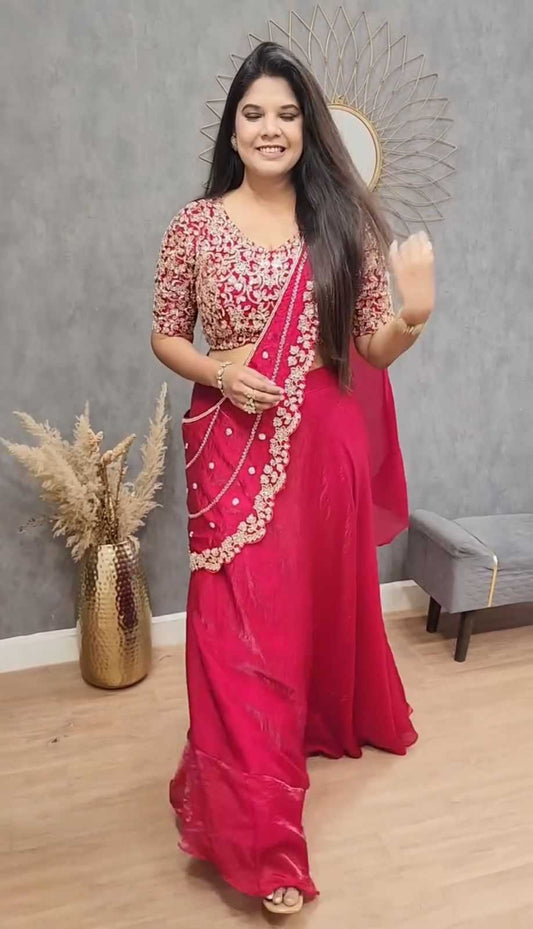 Satin Embroidered Lehenga