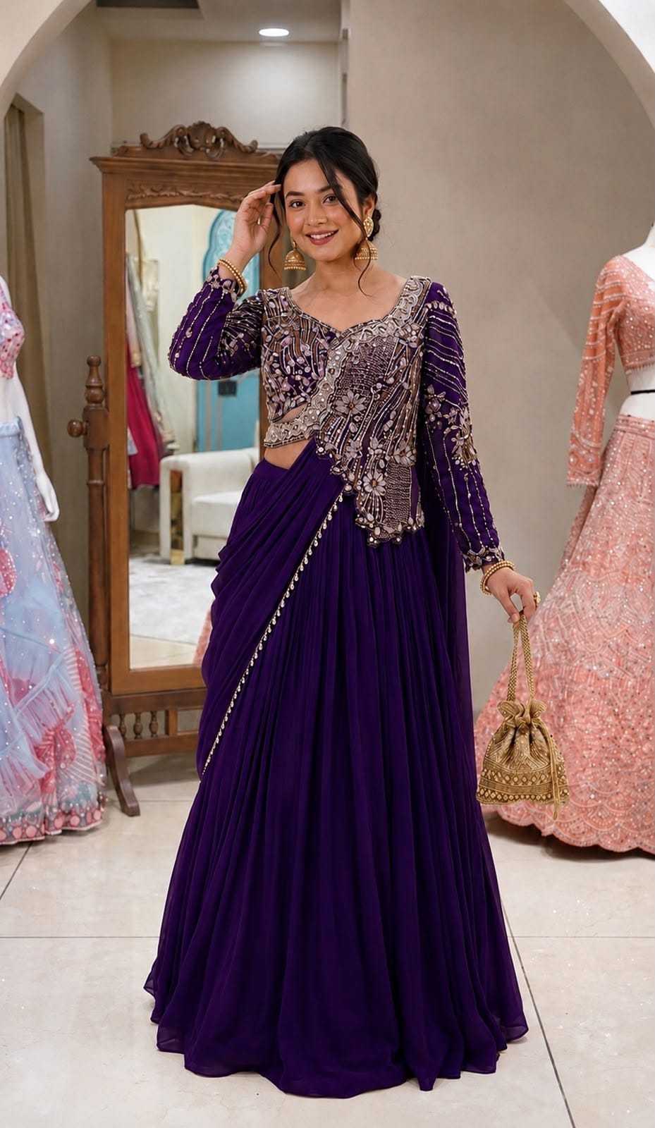 Rangoli Silk Embroidered Lehenga
