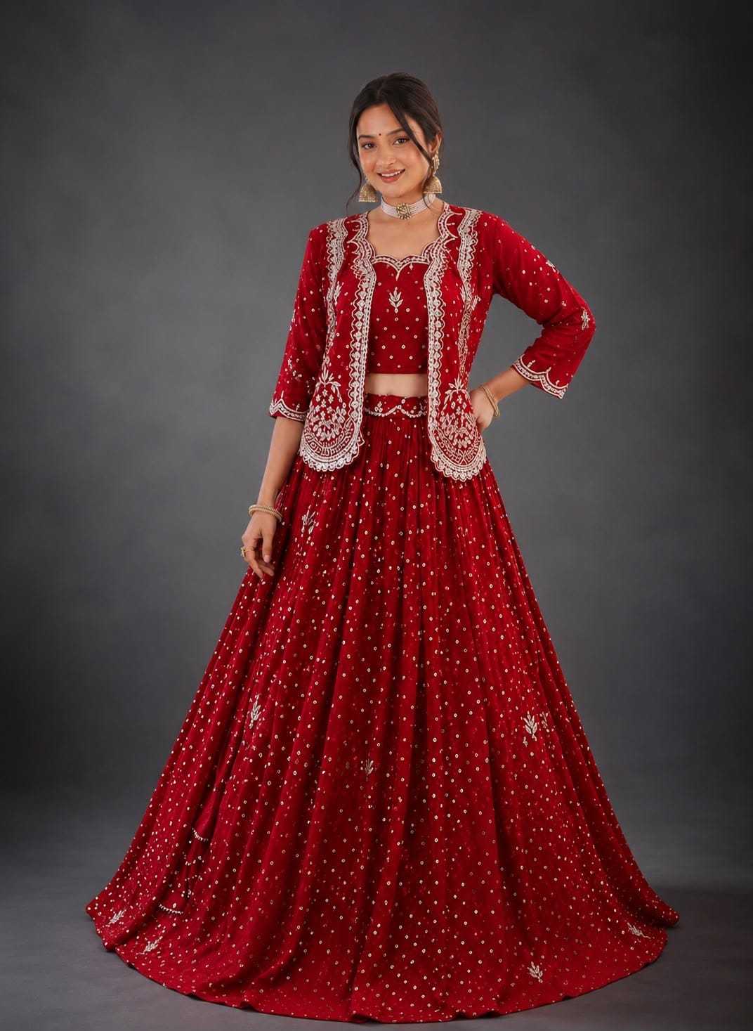 Vichitra Silk Embroidered Lehenga