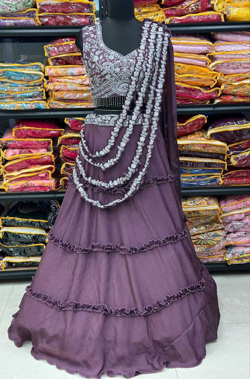 Georgette Embroidered Lehenga 8014