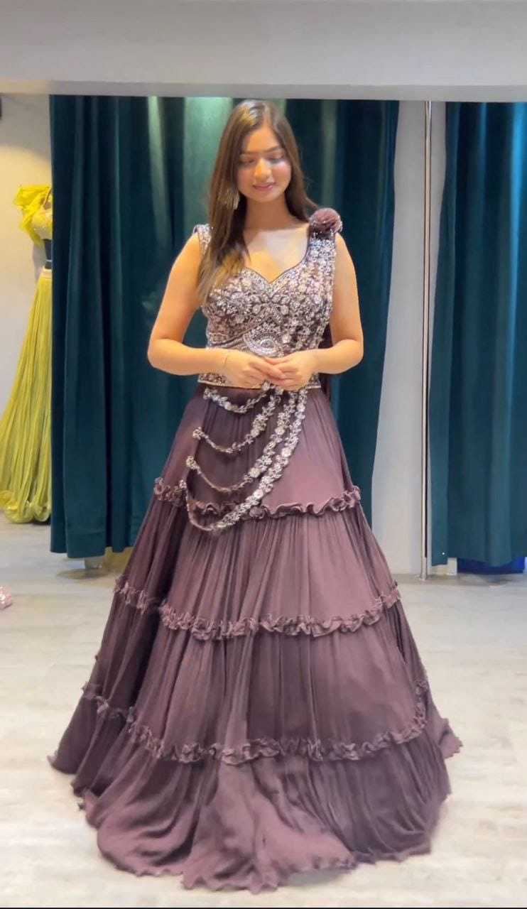Georgette Embroidered Lehenga 8014