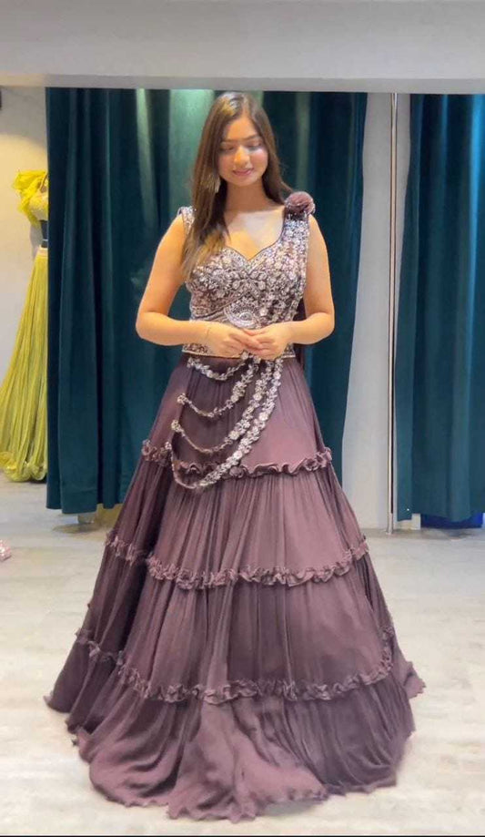 Georgette Embroidered Lehenga 8014