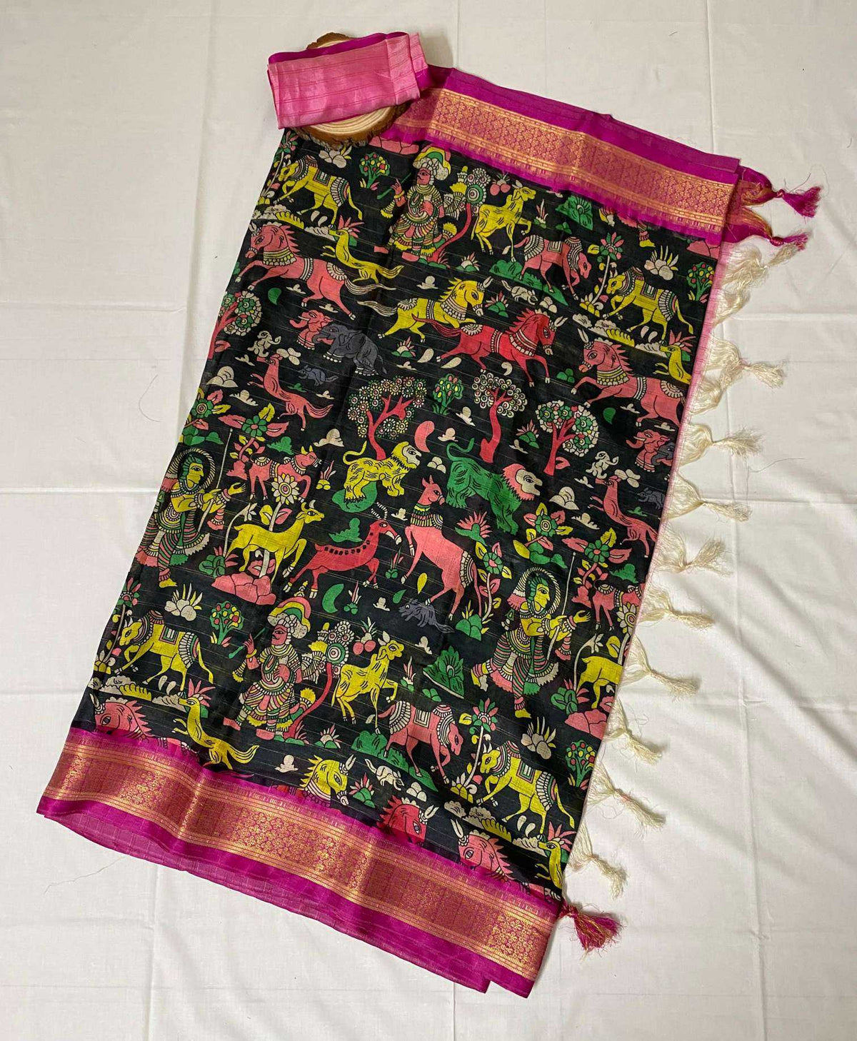 Aanya Soft Cotton Floral Saree in Eastern Blue