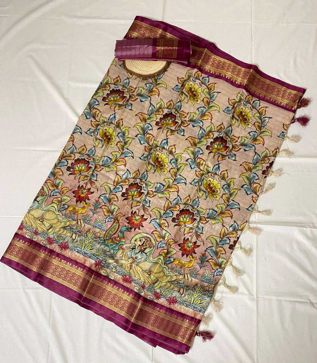 Aanya Soft Cotton Floral Saree in Eastern Blue