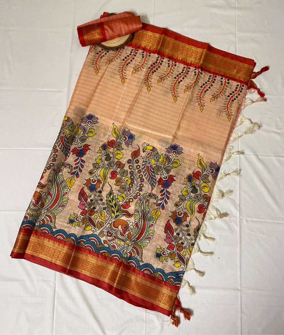 Aanya Soft Cotton Floral Saree in Eastern Blue