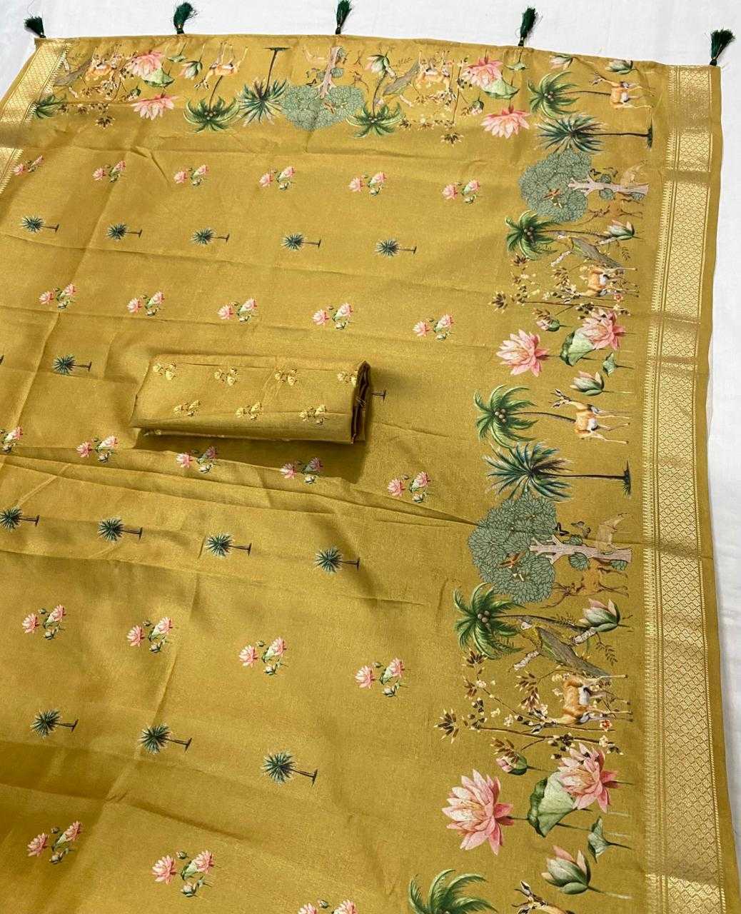 Aditi Soft Silk Saree in Glade Green