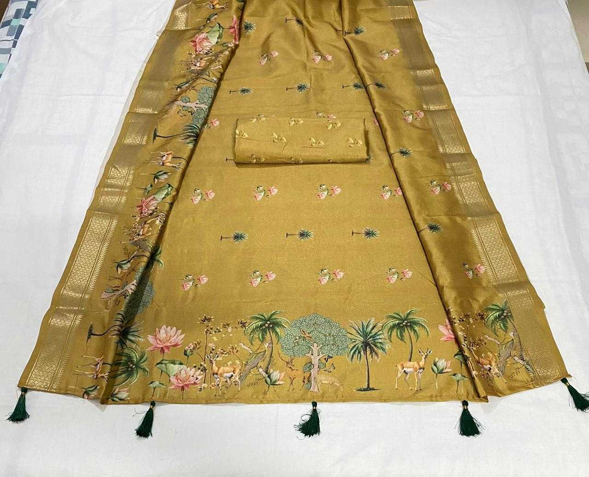 Aditi Soft Silk Saree in Glade Green