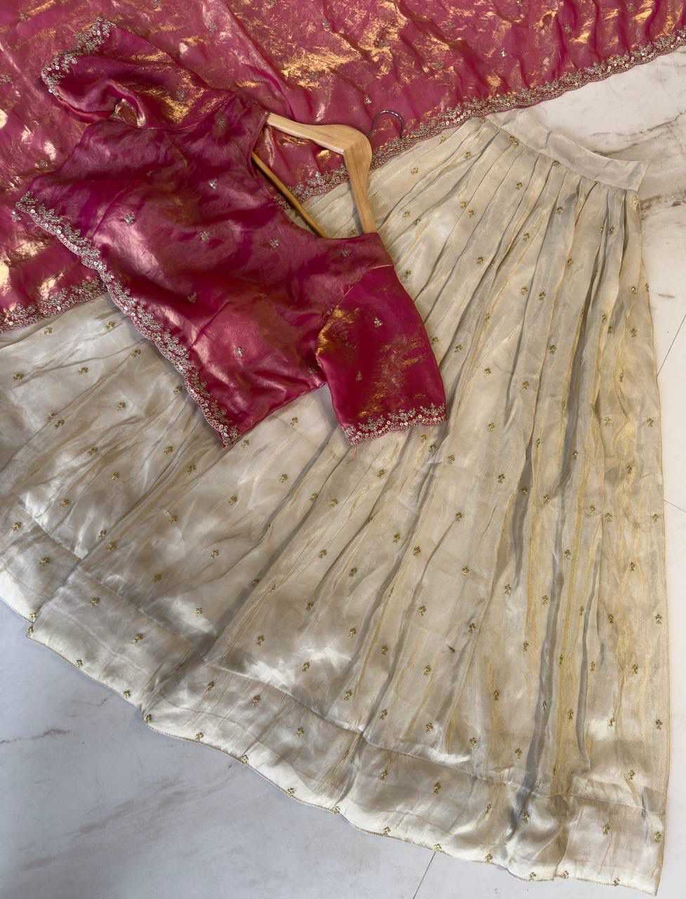 Tissue Silk Zari Border Saree