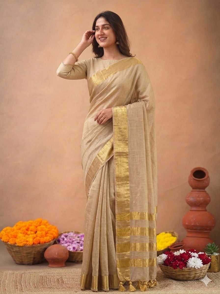 Tissue Silk Zari Border Saree