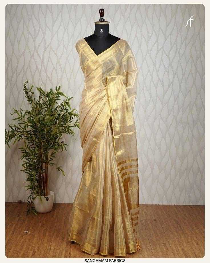 Tissue Silk Zari Border Saree