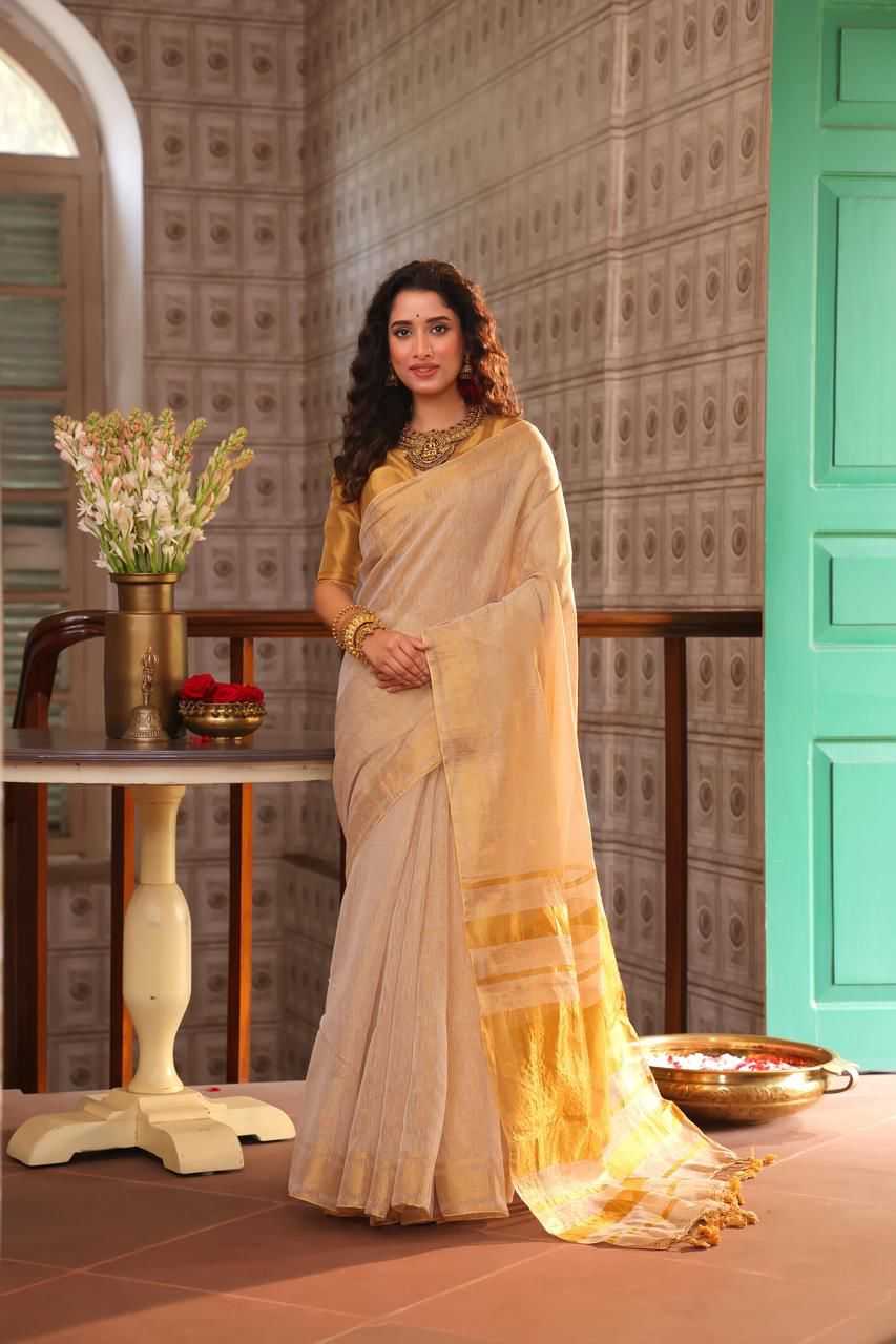 Tissue Silk Zari Border Saree