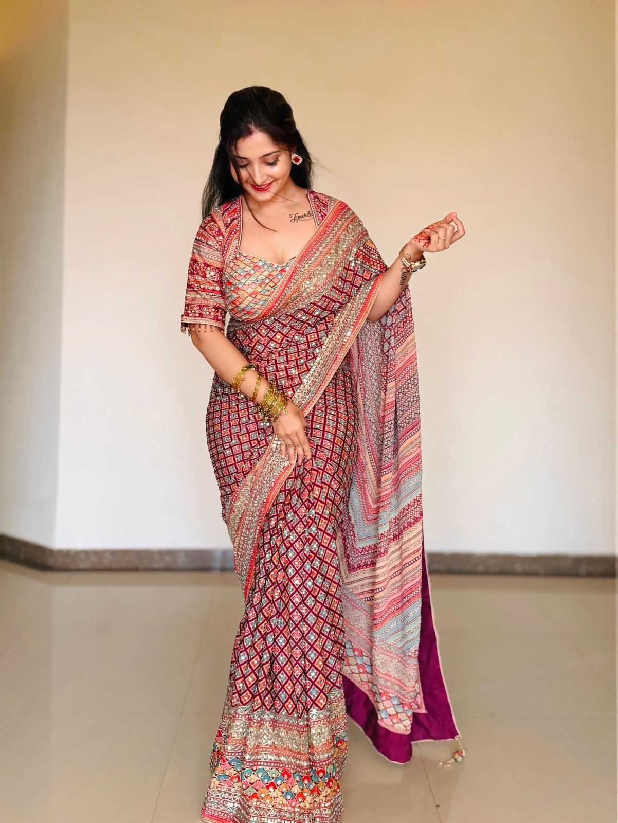 Chinon Printed Saree