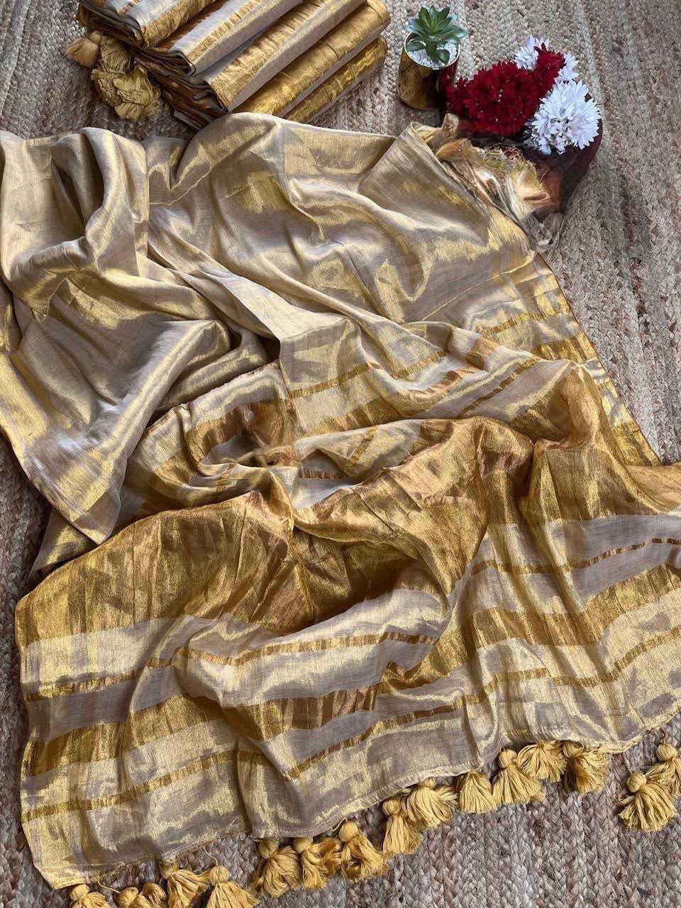 Blou Tissue Silk Designer Saree