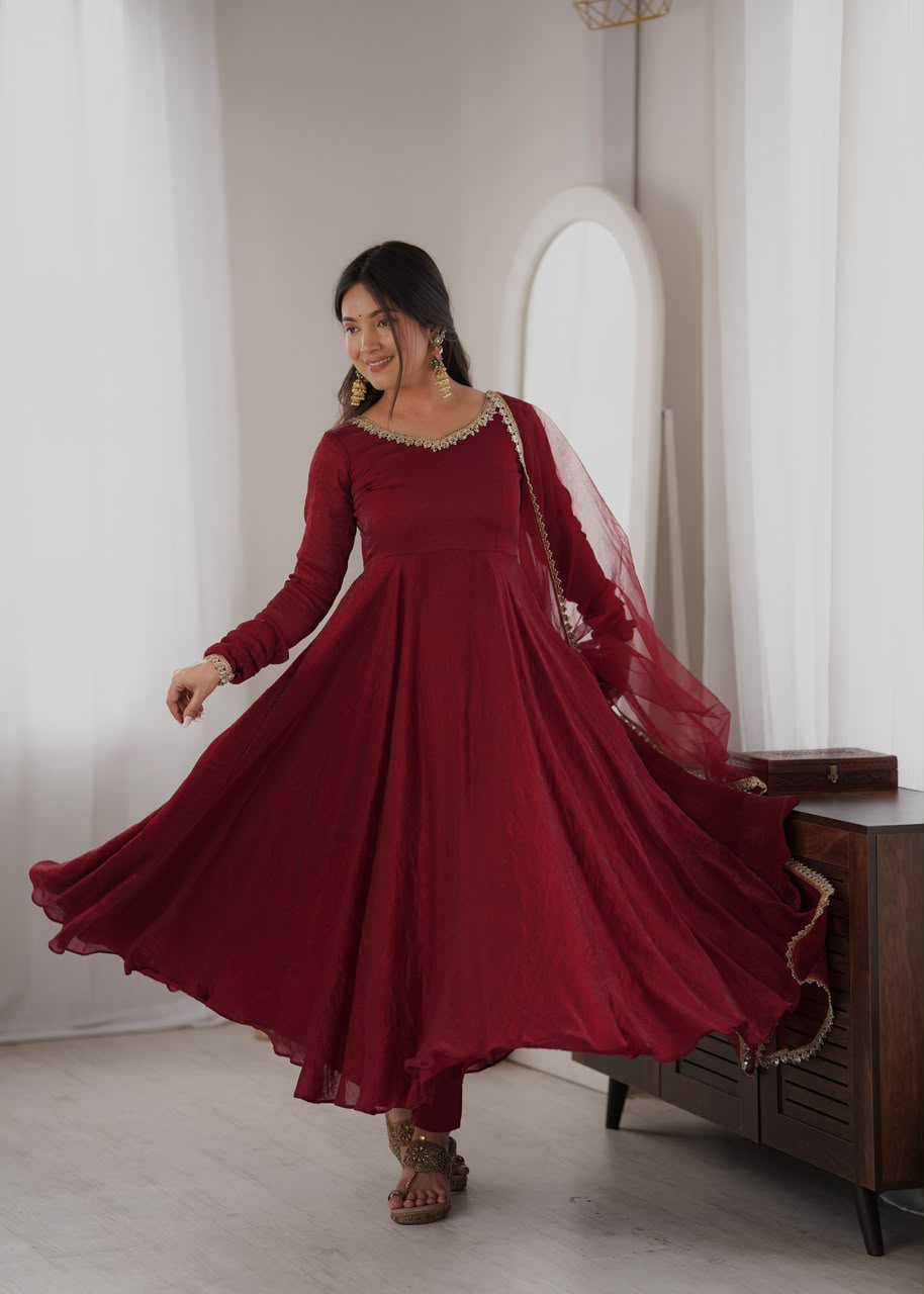 Aaradhya Soft Gold Crush Fancy Gown
