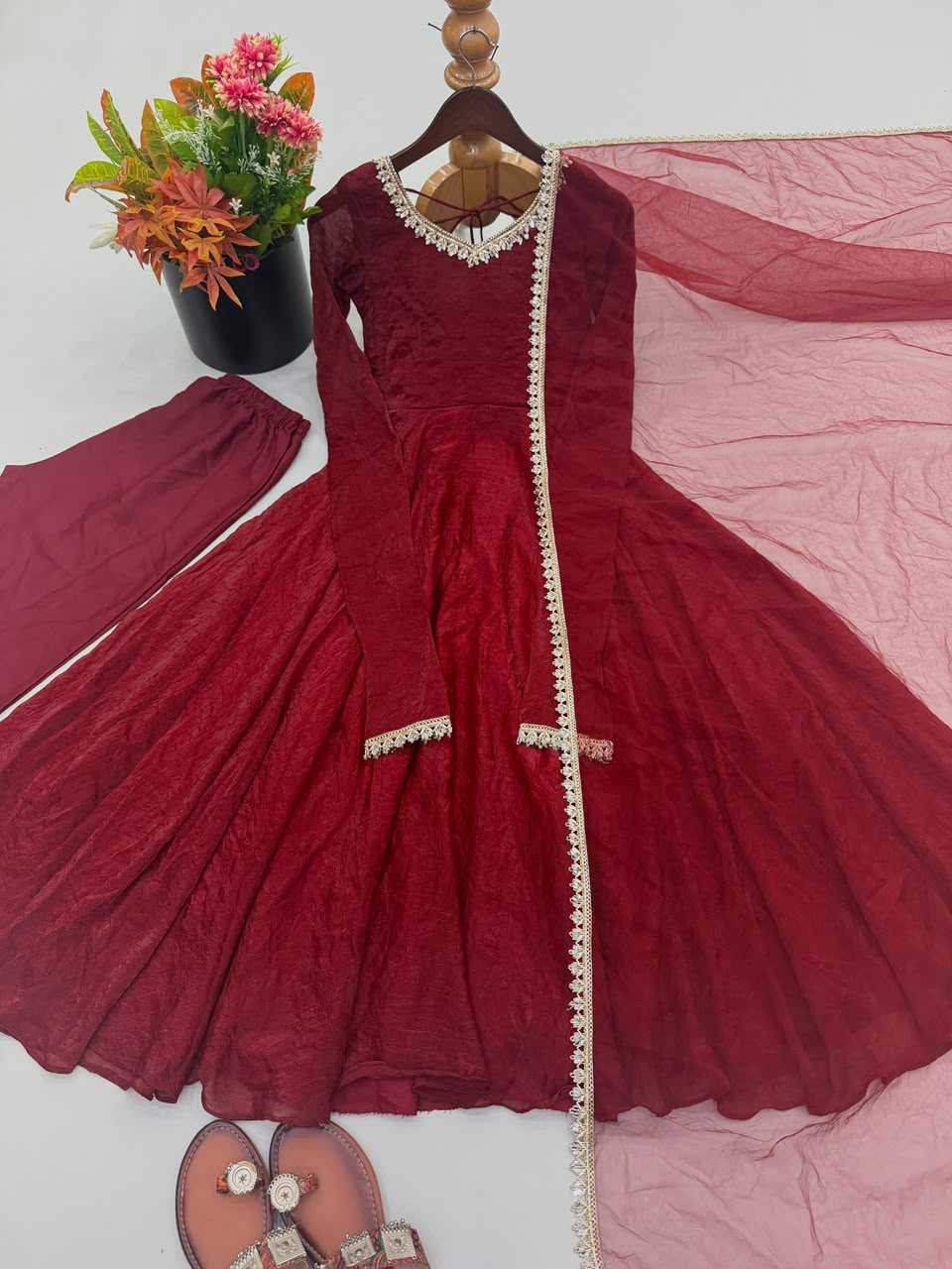 Aaradhya Soft Gold Crush Fancy Gown