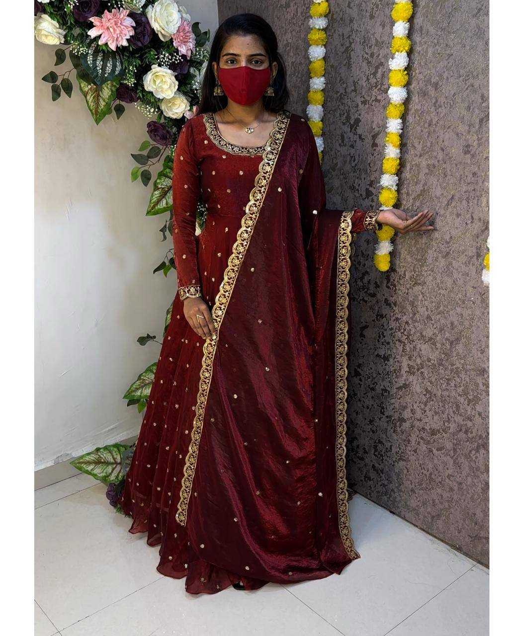 Bakrid Space Silk Embroidery Gown
