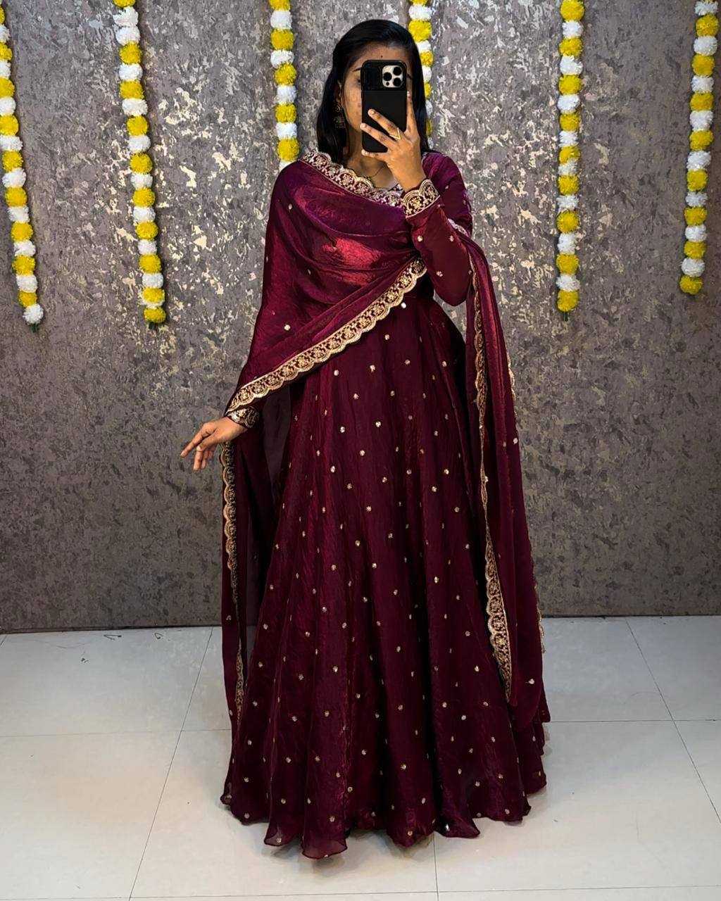 Bakrid Space Silk Embroidery Gown