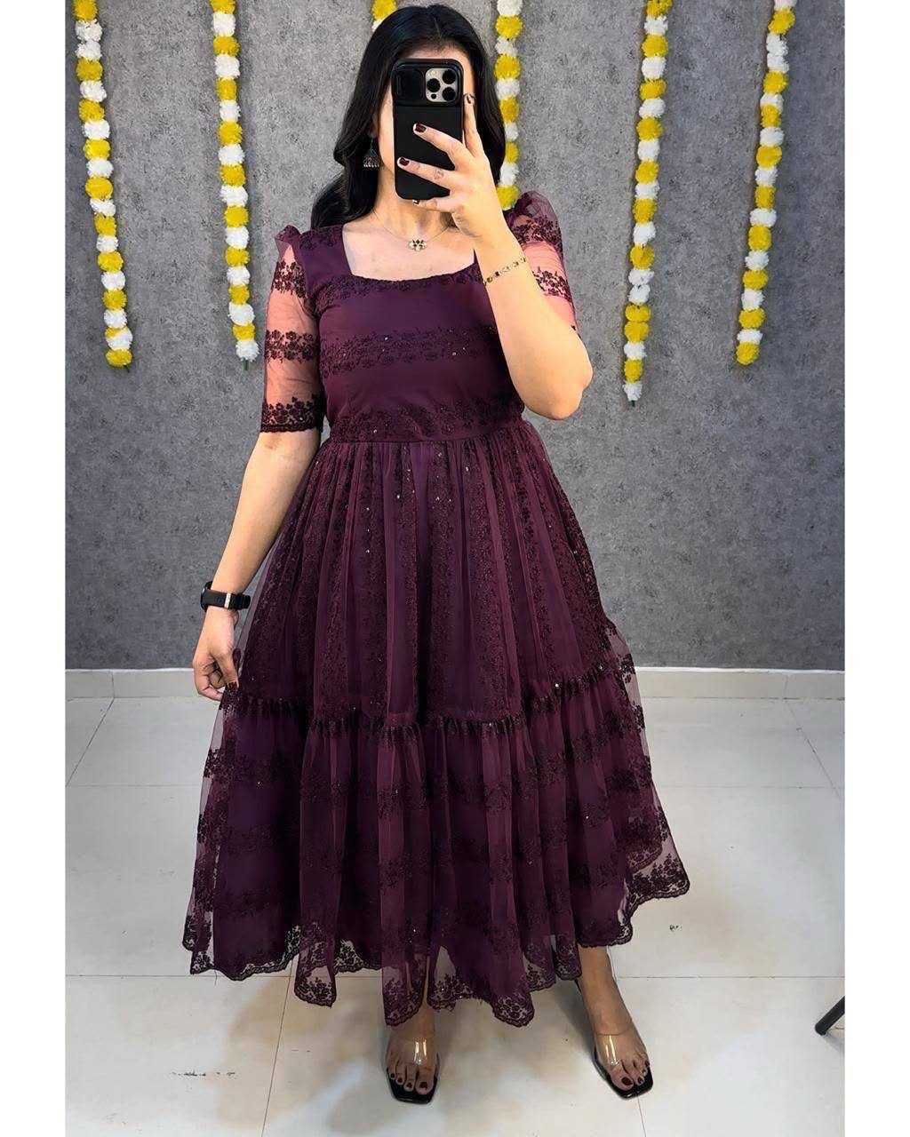 Devahuti Net Embroidery Gown
