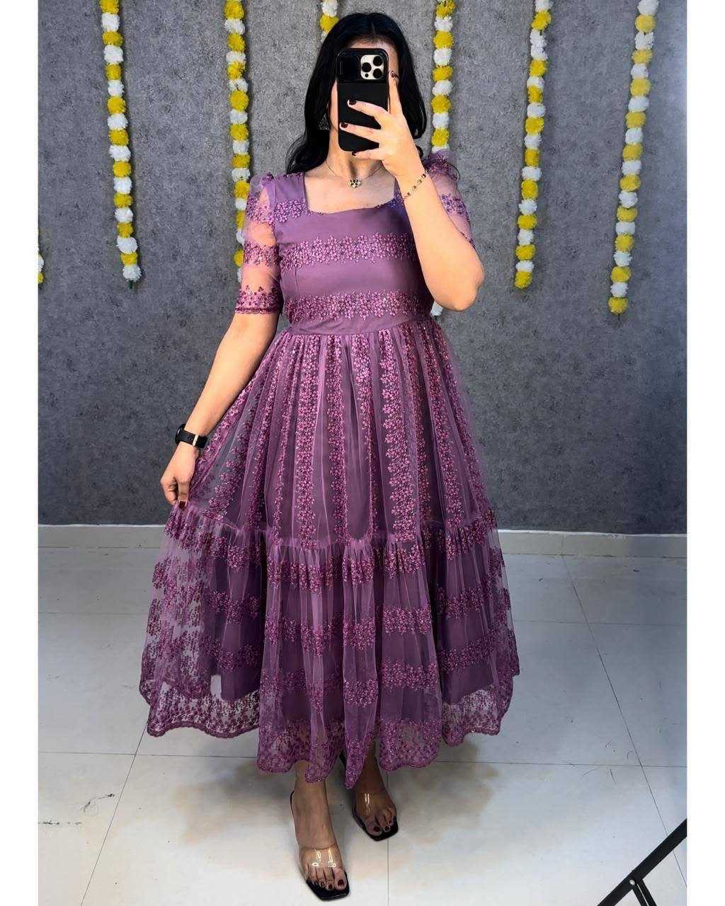 Devahuti Net Embroidery Gown