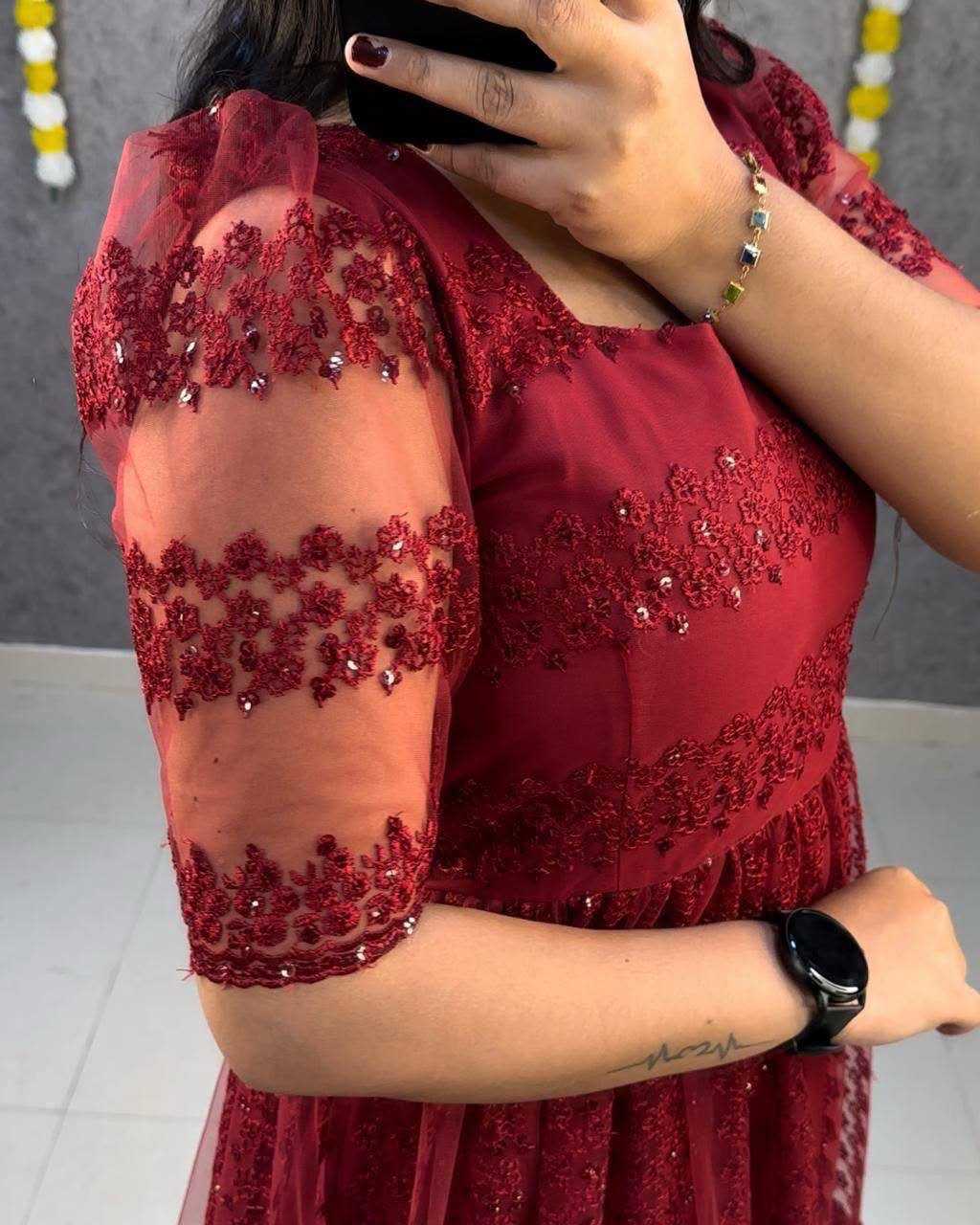 Devahuti Net Embroidery Gown