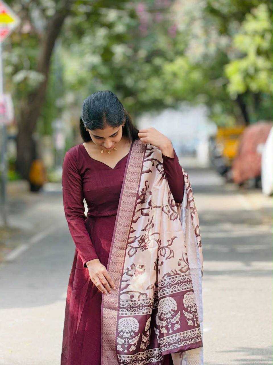 Dhrupada Vichitra Silk Anarkali Gown