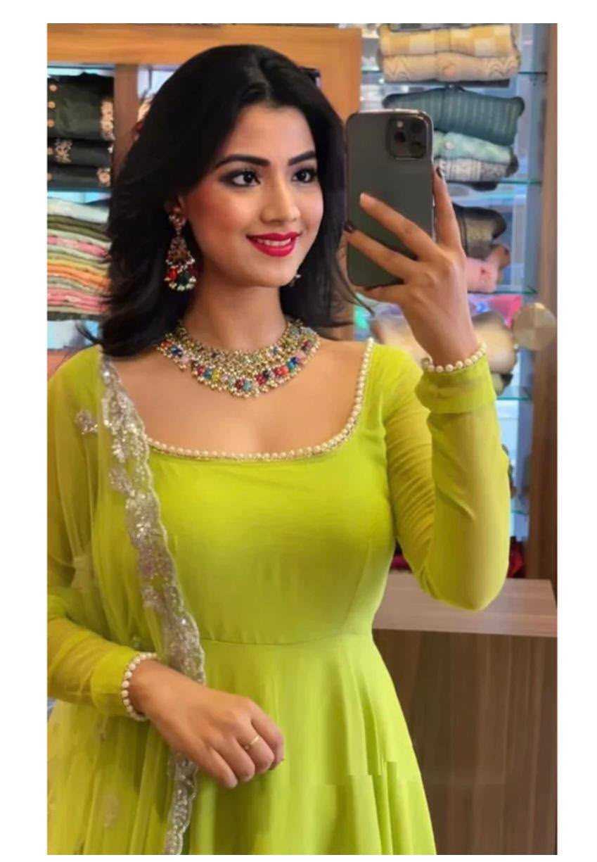Ekta Faux Georgette Embroidery Gown