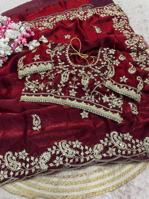 Kinjal Satin Sequence Saree