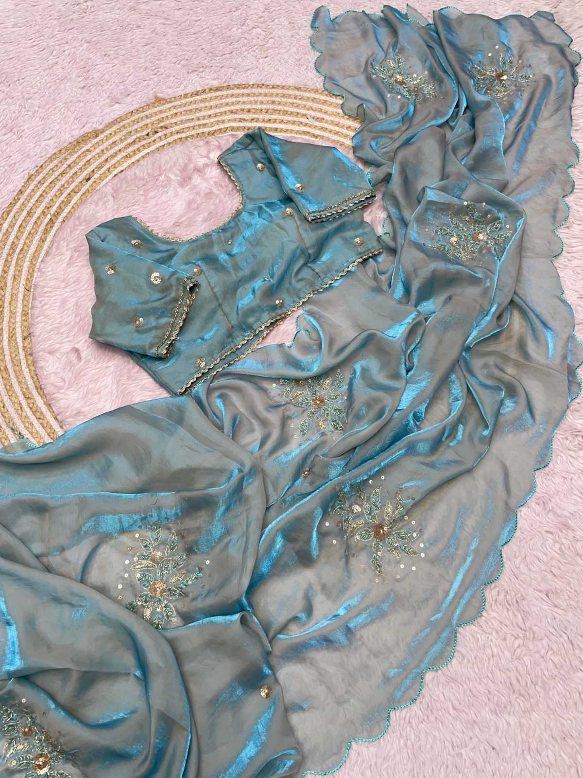 Satin Hand Work Saree